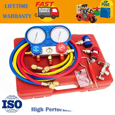 R134a R410a R22 HVAC A/C Manifold Gauges Refrigerant Kit 5 FT AC Vacuum Pump 60  • $76.99