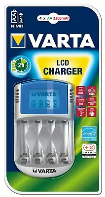 NEW Varta LCD Battery Charger Desktop|12v|USB Charging-4xAA 2300mAh-2hr Charger • £16.92