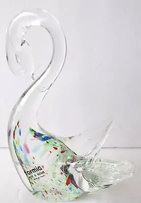 Vintage Murano Italian Formia Crystal Swan Figurine With  Sticker • $27.99