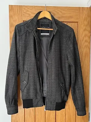 £9.99 • Buy Grey Prince Of Wales Check Tartan Plaid Harrington Jacket Size Mens XS