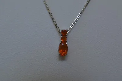 0.40ct Jalisco Fire Opal Pendant With 20   Chain Platinum Over Fine Silver • $59.94