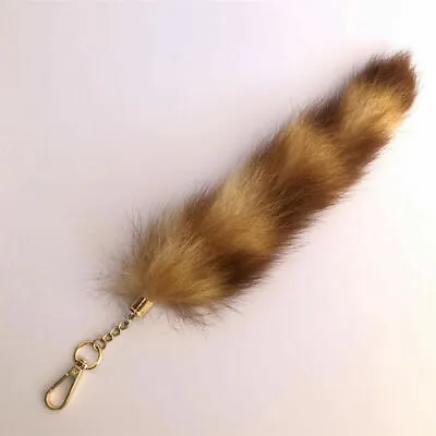 16 -18  Real Fox Fur Tail Keychain Bag Charm Bag Pendant Party Cosplay Toys • $4.75
