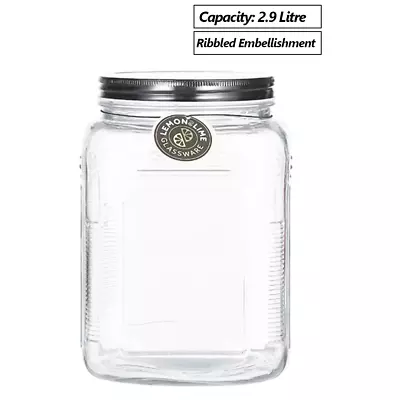 2.9L Large Glass Jar Screw Top Lid Cookie Pantry Storage Canister Container • $24.95