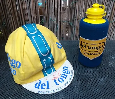 Vtg Original Signed Del Tongo Colnago Cap And Plastic Water Bottle 1980 Pro Team • $260