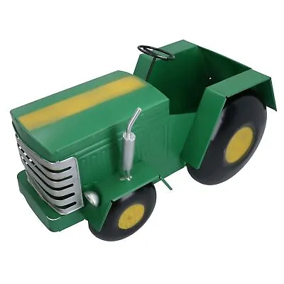 Green Tractor Planter Flower Pot Garden Metal Ornament Farm Home House Herbs • £30.53