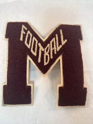 Vintage Maroon Beige Varsity Letterman Jacket Felt Patch Letter M Football • $19.99