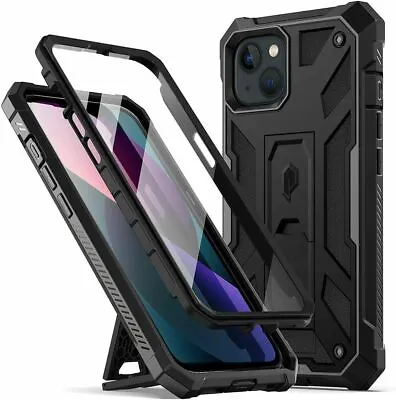 For IPhone 13 Mini Case Kickstand Full Body Stand Cell Cover Metallic Black • $7.85