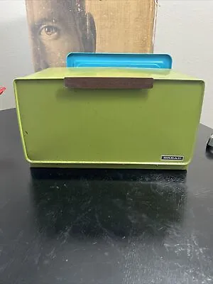 Lincoln BeautyWare Metal Bread Box With Shelf Avocado Green Vintage Mid Century • $37