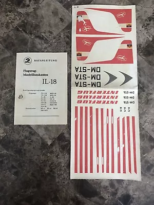 1960’s FLUGZEUG-MODELLBAUKADTEN IL-18 Interflug Airliner Decals & Instruction • $49.99