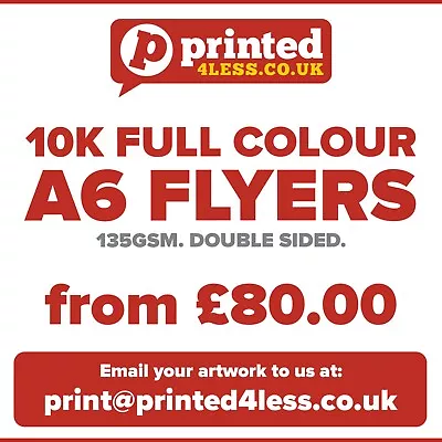 £80 • Buy 10000 A6 Flyers Double Sided Printed Full Colour 135gsm 130 A5 A6 Leaflets Flier