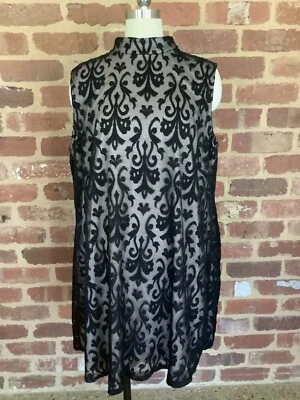 $28 • Buy Asos Curve UK 20 AU 14 16 Black Sheer Lace Dress Shift Halter Knee Length 