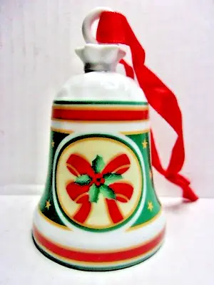 Vintage Villeroy & Boch Magic Christmas Bell Ornament Holly & Bows Porcelain • $11.04