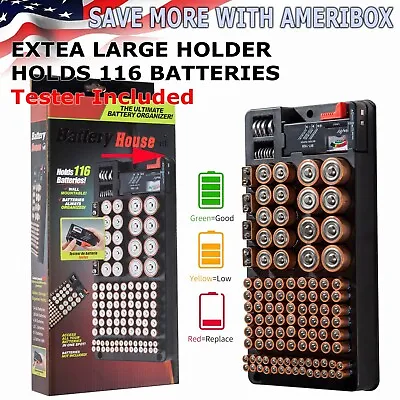 Battery Storage Organizer Case With Removable Tester For AAA AA 9V C D Batteries • $14.95