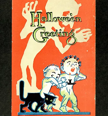 Monster Ghost Halloween Fairman Pink Of Perfection 6932 Boys Cat Orange PostCard • $85