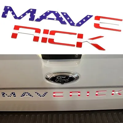 2022-2024 Tailgate Inserts Letters For Maverick Rear Raised Emblem Blue Red Flag • $19.96