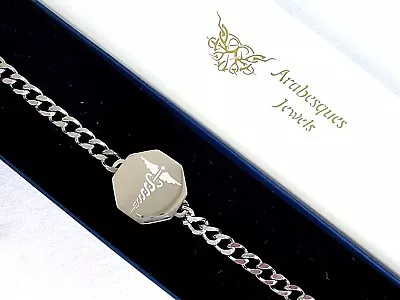 Arabesques Jewels Sos Bracelet/medical/emergency Stainless Steel Talisman Silver • £25.99