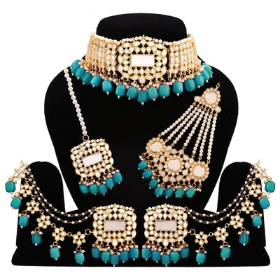 $118.78 • Buy Indian Gold Plated Choker Bridal Wedding Kundan Jewelry Necklace Earrings Set