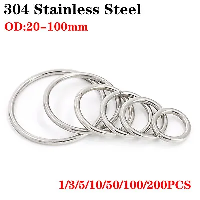 O Round Rings Marine Grade A2 304 Stainless Steel Polished Welded Ring 20-100mm • $4.09