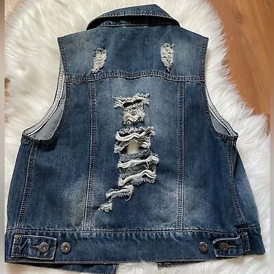 Freestyle Revolution Distressed Denim Women's Vest Size Large • $20