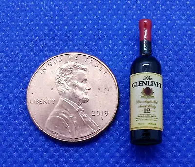 Dollhouse Miniature Bottle - The Glenlivet 12 Year Old Scotch Whiskey 1:12 Scale • $4