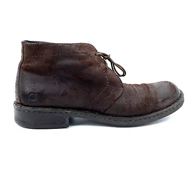 Mens 11.5 M Born Harrison Two Eye Chukka Boots Brown Rough Suede Leather Lace Up • $36.99