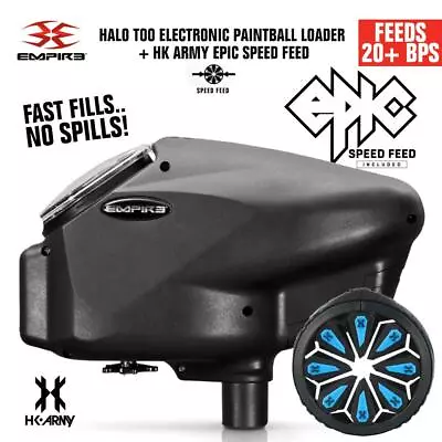 Empire Halo Too Electronic Paintball Loader + HK Army Epic Speed Feed - Sapphire • $92.95