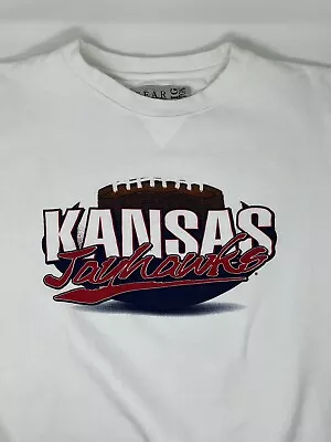 Vintage Kansas Jayhawks Football Gear Big Cotton White Crewneck (L) • $35