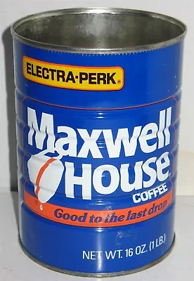 Vintage Empty Maxwell House 1 Pound Electra-Perk Tin Can No Lid Prop Display • $5