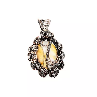 Brecciated Mookaite Wire Wrapped Flower Pendant Handcrafted Copper Holiday 2.24  • $24.60