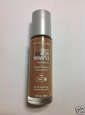 Maybelline Instant Age Rewind Foundation Tan (Dark-1) Silver Color Cap New. • $18.66