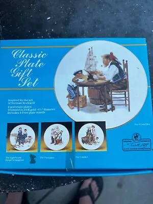 Norman Rockwell Museum Classic Plate Gift Set Of 4 Porcelain Plates • $20