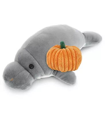 DolliBu Wild Collection Grey Manatee Stuffed Animal With Pumpkin Plush - 9 Inch • $17.75