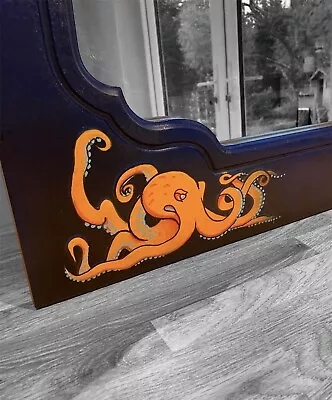 Bespoke Hand Painted Large Mirror - Orange Octopus Design • £80