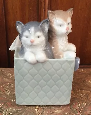 Vintage Nao By Lladro Kittens In A Box Porcelain Figurine 1988 • £14.90