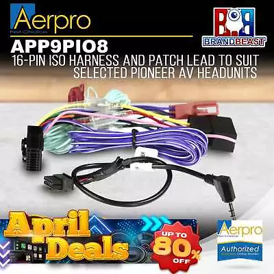 Aerpro APP9PIO8 APP9 Secondary ISO Harness & SWC Patch Lead Suit Pioneer AV • $25.49