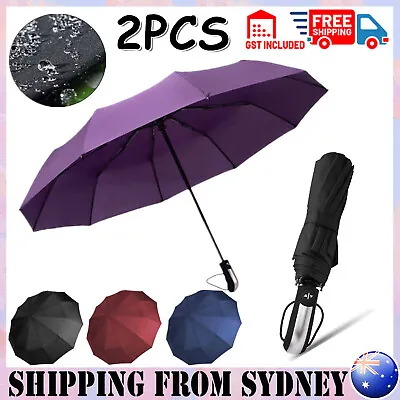 $21.55 • Buy 10Ribs Automatic Umbrella Auto Open Close Compact Folding Anti Rain Windproof AU