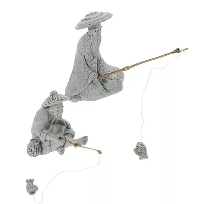 2pcs Mini Fisherman Statue For Zen Garden And Bonsai • $13.42