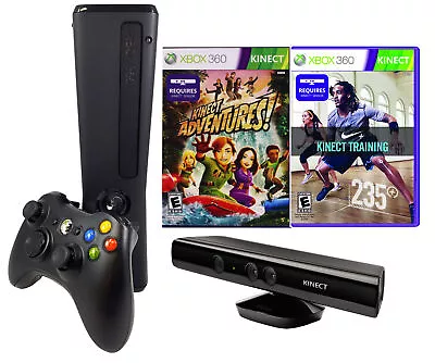 Xbox 360 Slim 4GB With Kinect Sensor Adventures And Nike+ Bundle • $134.98