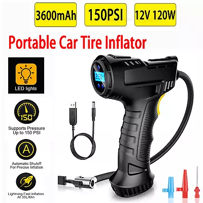 Cordless Automatic Car Tyre Inflator Handheld LCD Air Compressor Pump 12V 150PSI • $26.99