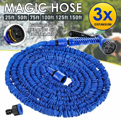 £8.99 • Buy Deluxe Stretch Hose Flexible Extendable Compact Garden Water Hose Pipe 50-200FT