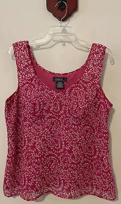 George Mark Eisen Womens Large Pink Floral Vneck Sleeveless Blouse! A5367 • $16.99