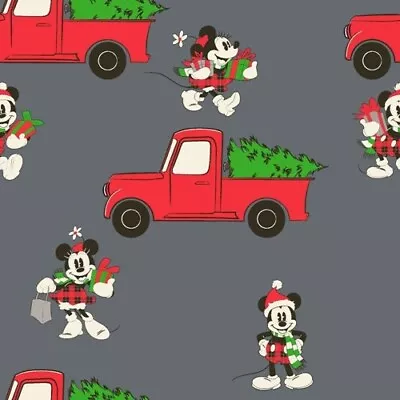 Licensed Disney Christmas Fabric | Springs Mickey Mouse Red Pickup Truck | Yard • £10.60