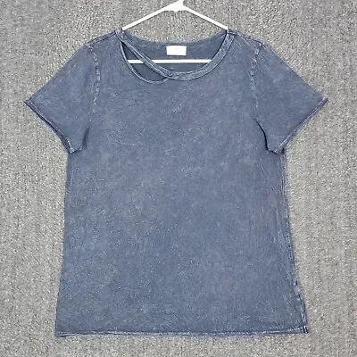 Anthropologie T.La T-Shirt Womens Medium Gray Marbled Mariela Cutout Tee • $18.94