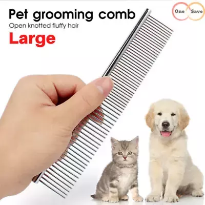 Cat Dog Puppy Pet  Comb Metal Fur Rake Double Row Teeth Brush Grooming Hair New • £3.99