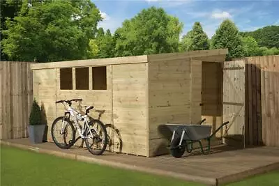 Empire 3000 Pent Garden Shed Wooden 10X4 SHIPLAP TONGUE & GROOVE PRESSURE TREATE • £736