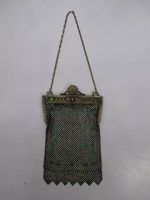 Vtg Mandalian Mfg Metal Mesh Enamel Purse Evening Handbag Flapper Art Deco • $59.95