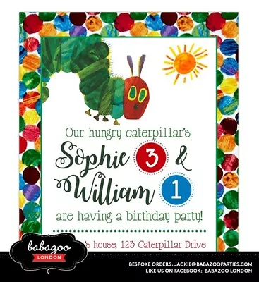£9.50 • Buy Personalised Hungry Caterpillar Invitations (10) - Size A6 | With Envelopes