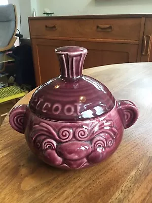 Vintage Sadler Pottery Beetroot Funny Face Lidded Jar Glazed Burgundy 14cm High • £10