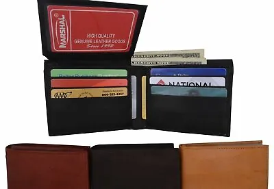 Mens Bifold Genuine Leather Credit/ID Card Holder Wallet With Zipper Slim Gift • $12.99