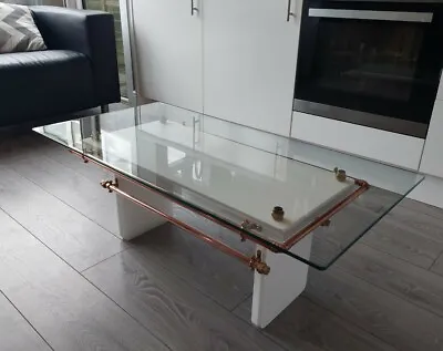 Glass Top Coffee Table Steampunk Acrylic Beautiful Piece. Art Deco • £290